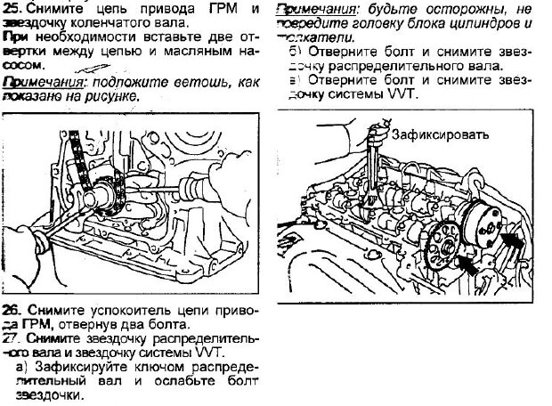 Замена цепи привода ГРМ (1ZZ-FE) двигатель Тойота